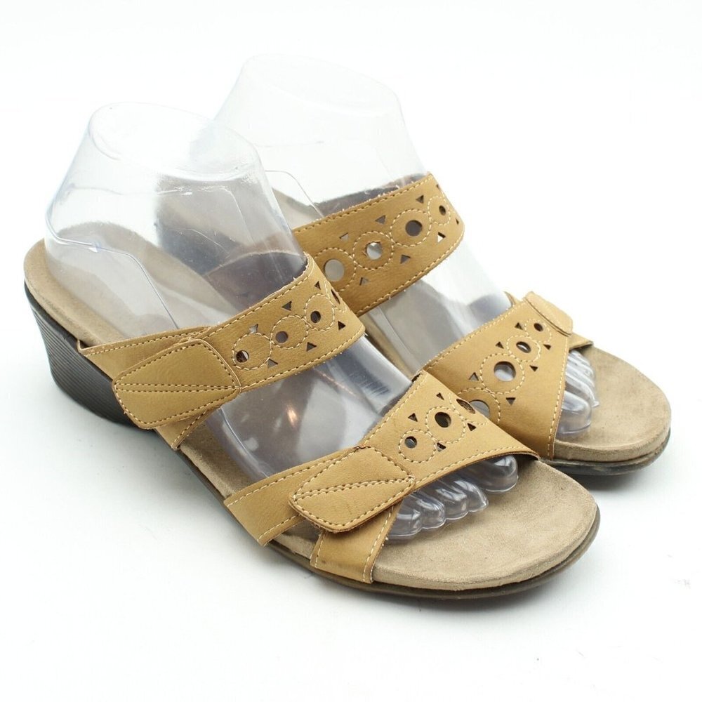 Axxiom Annily Brown Faux Leather Wedge Sandals